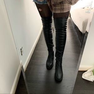 Zara Flat Crepe Knee High Boots